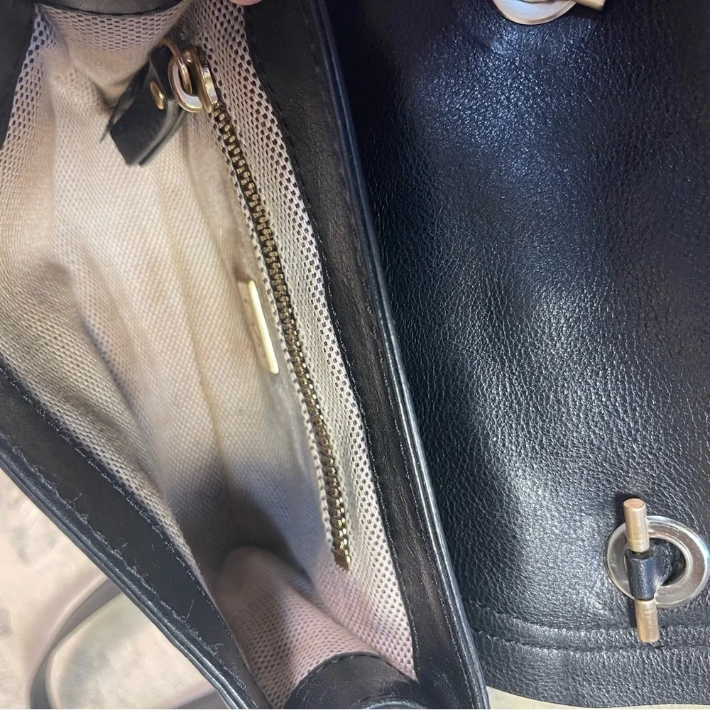 Diane von Furstenberg Mini Harper Leather Crossbody Bag Tassel Turn Lock Black